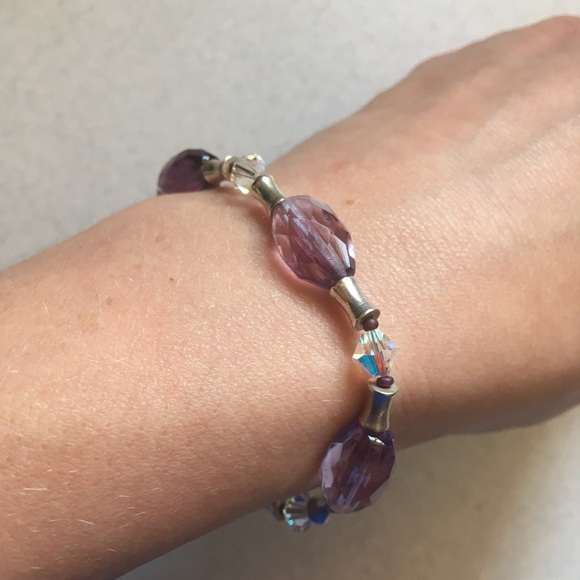 Tanzanite Bracelet Faceted Bead & AB Swarovski - Picture 2 of 2